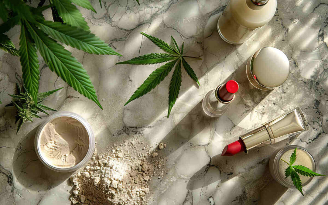 cosmetic item with marijuana leaves