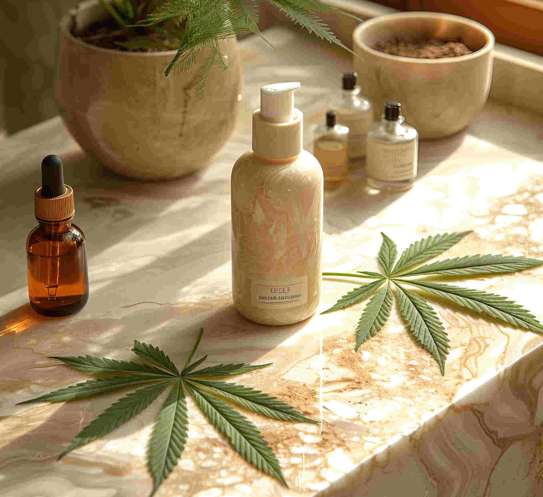 cosmetic item with marijuana leaves