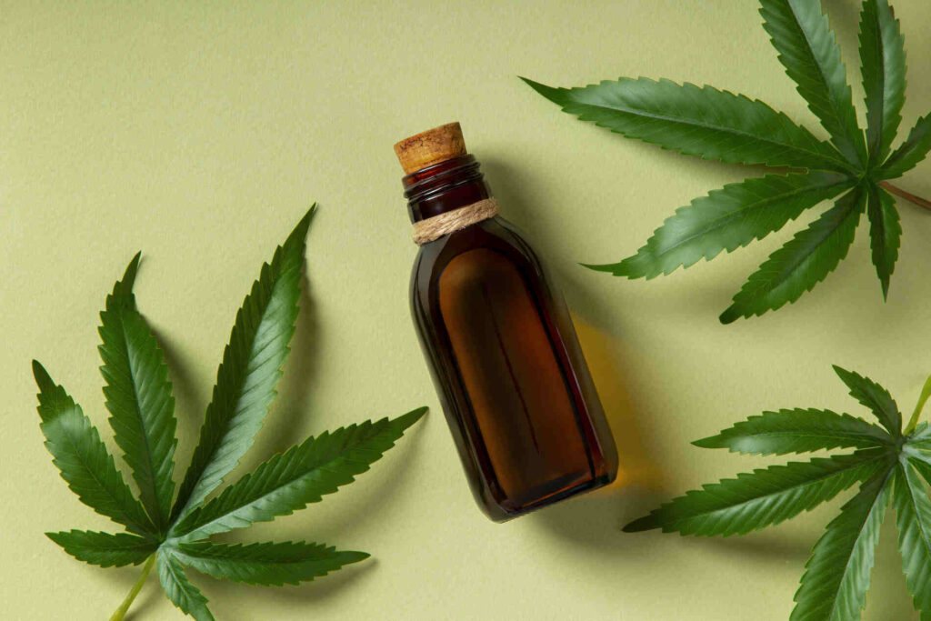 top view cbd treatment still life