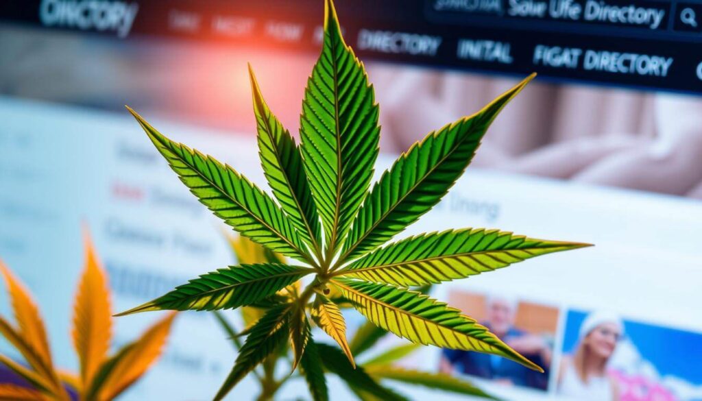 cannabis leaves over screen